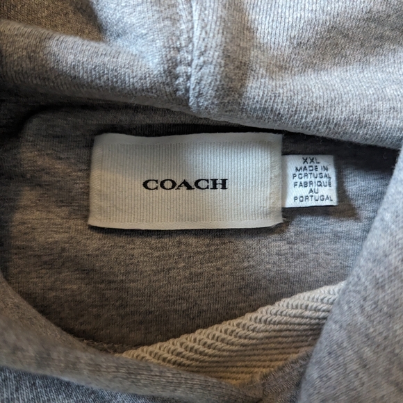 Coach Hand Drawn Embroidered Hoodie Gray Men's Size XXL Made in Portugal - Picture 3 of 13